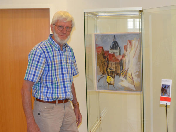 K&uuml;nstler Rolf Mertens mit "Paderborn, Am Kamp"