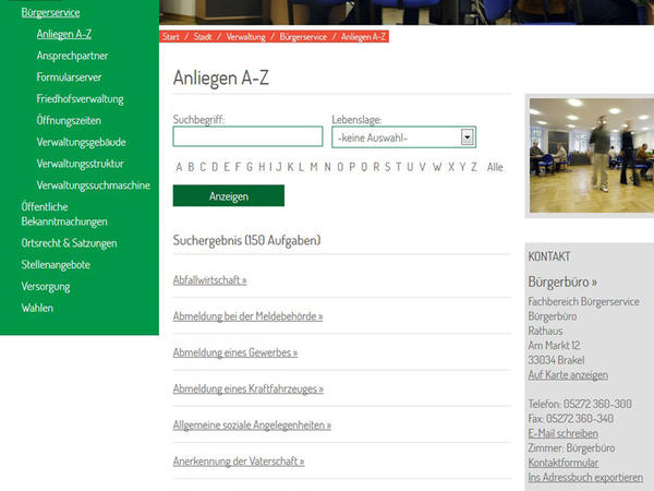 Screeenshot B&uuml;rgerservice brakel.de