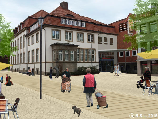 Fotomontage des BSL Planungsb&uuml;ros f&uuml;r die Fu&szlig;g&auml;ngerzone
