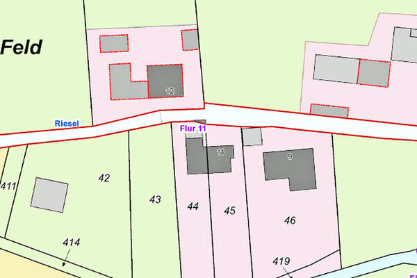 Kartenauszug - Geplante Einziehung einer Teilfläche im Stadtbezirk Riesel