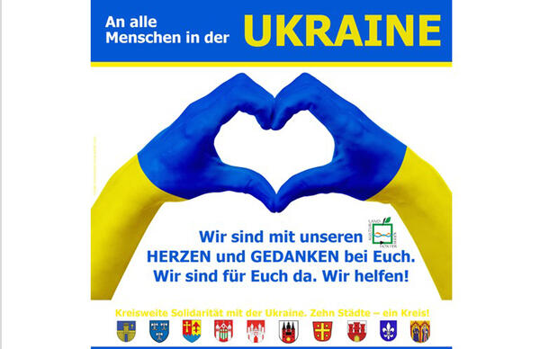 Alle zehn Städte im Kreis bringen ihre Solidarität mit der Ukraine zum Ausdruck