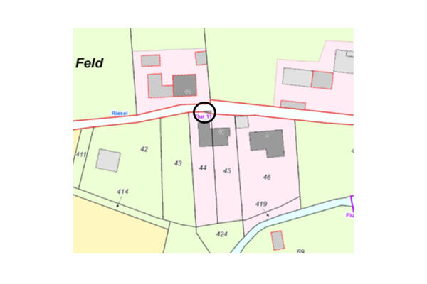 Einzuziehende Teilfläche in der Gemarkung Riesel, Flur 11, Flurstück 348