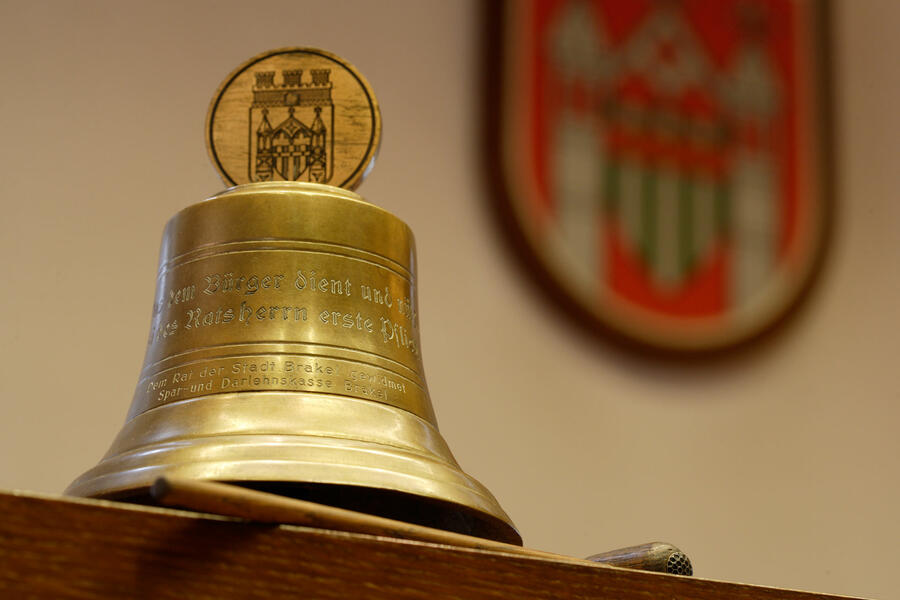 Die Glocke im Sitzungssaal der "Alte Waage". Hier finden die Sitzungen des Rates und der Ausschüsse statt.